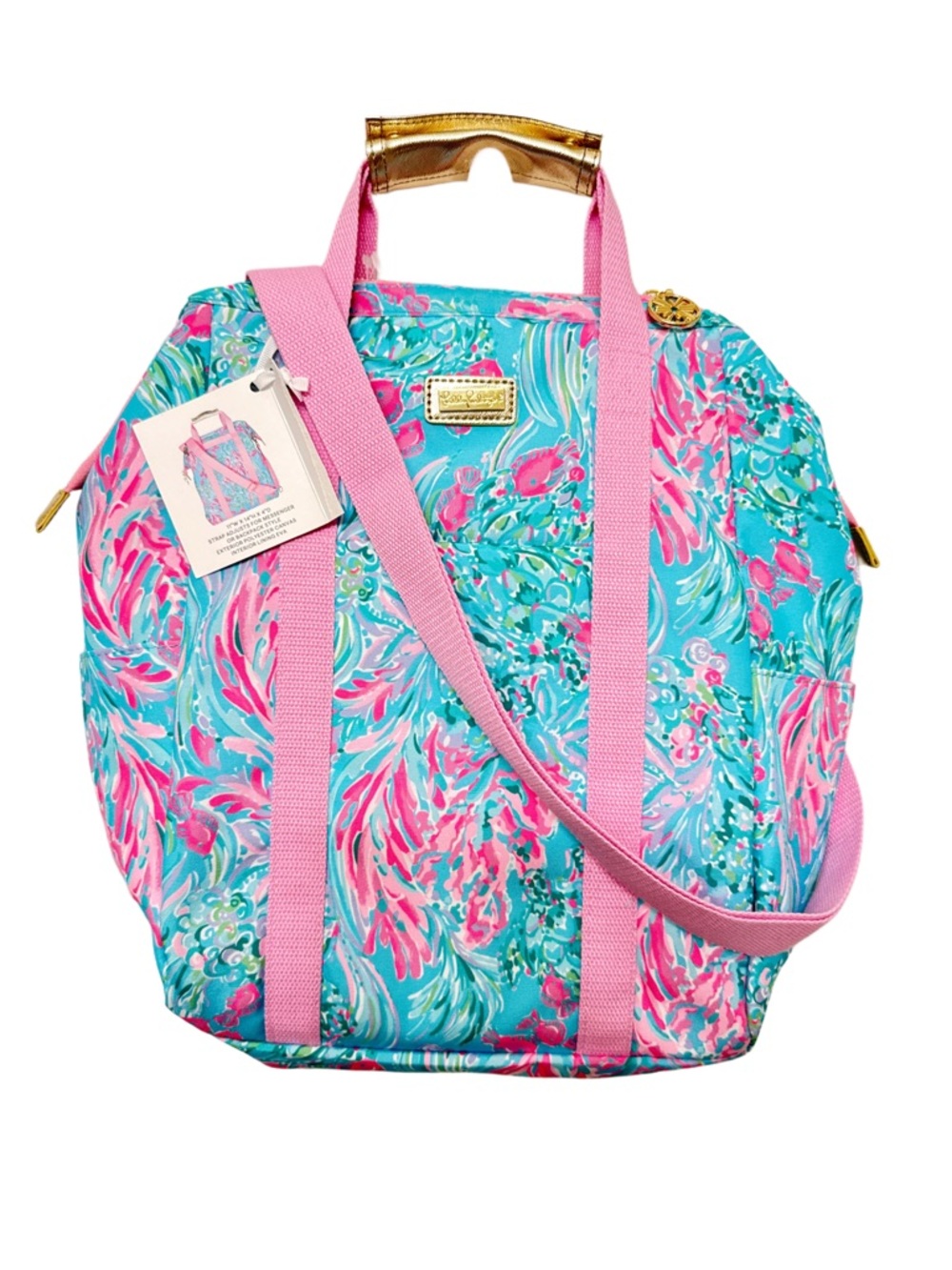 LILLY PULITZER PINK & TURQUOISE FLORAL PRINT NWT